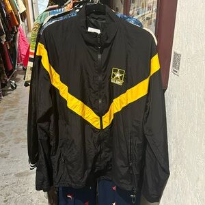U.S. Army Black & Yellow Chevron Windbreaker Zip Up Jacket